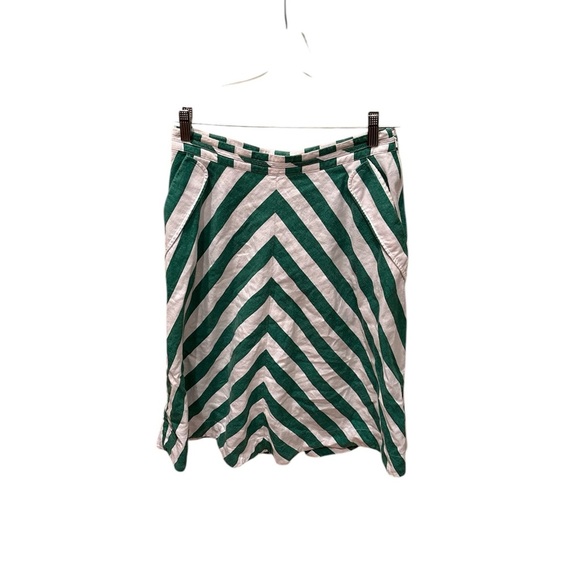 Anthropologie woman's A line skirt in green and white stripe - Picture 1 of 10